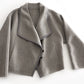 Wool-silk-alpaca relaxed fit large lapel jacket | 2 color