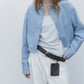 Cotton blend tactile texture cropped shirt | 4 color