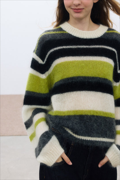 Wool blend loose and soft striped sweater | 3 color