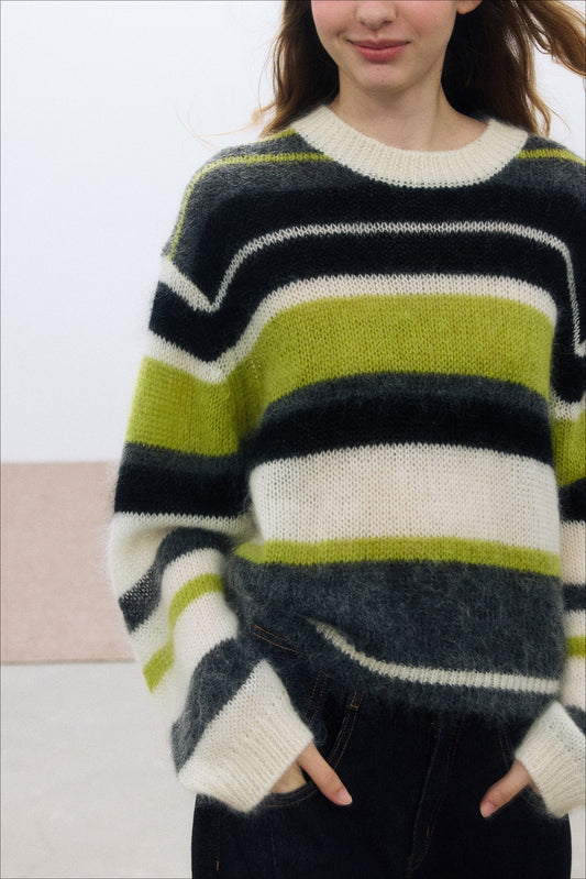 Wool blend loose and soft striped sweater | 3 color