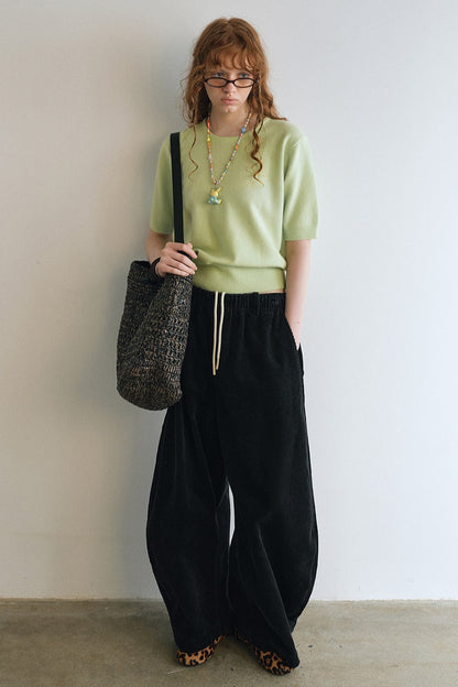 100% cotton ultra-loose fit banana shape corduroy pants | 4 color