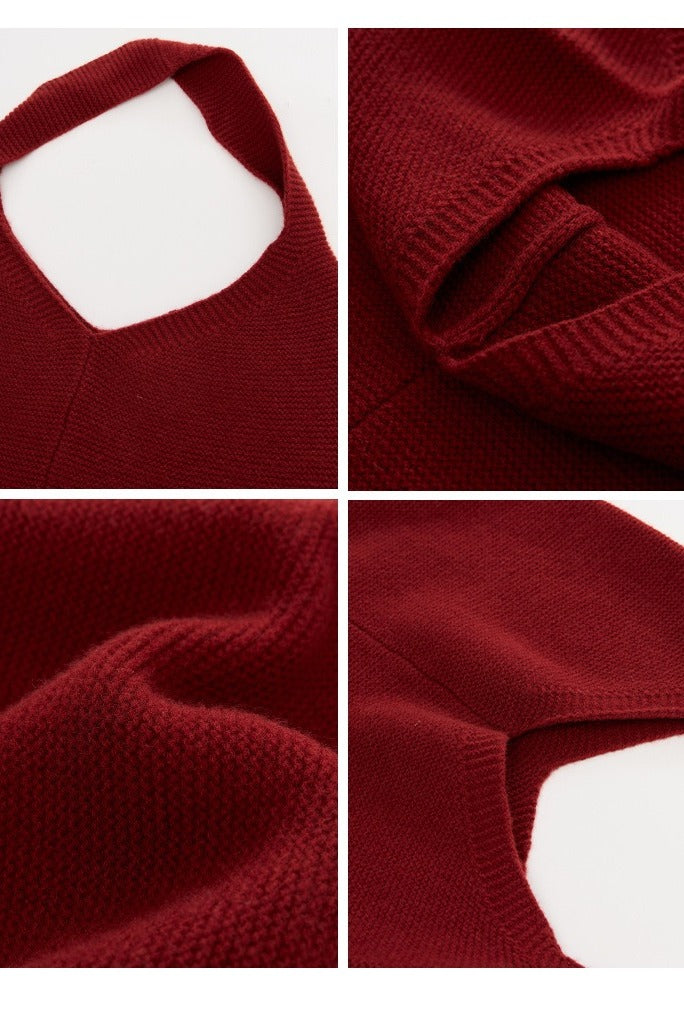 100% wool simple elegant knit bag | 2 color