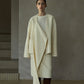 Wool-alpaca scarf-collar elegant jacket | 3 color