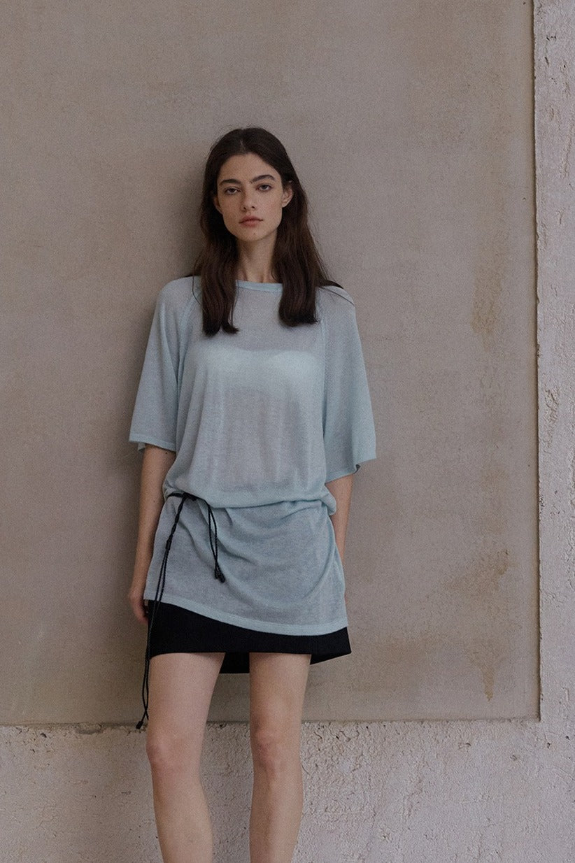 Wool blend relaxed fit raglan sleeves T-shirt | 3 color