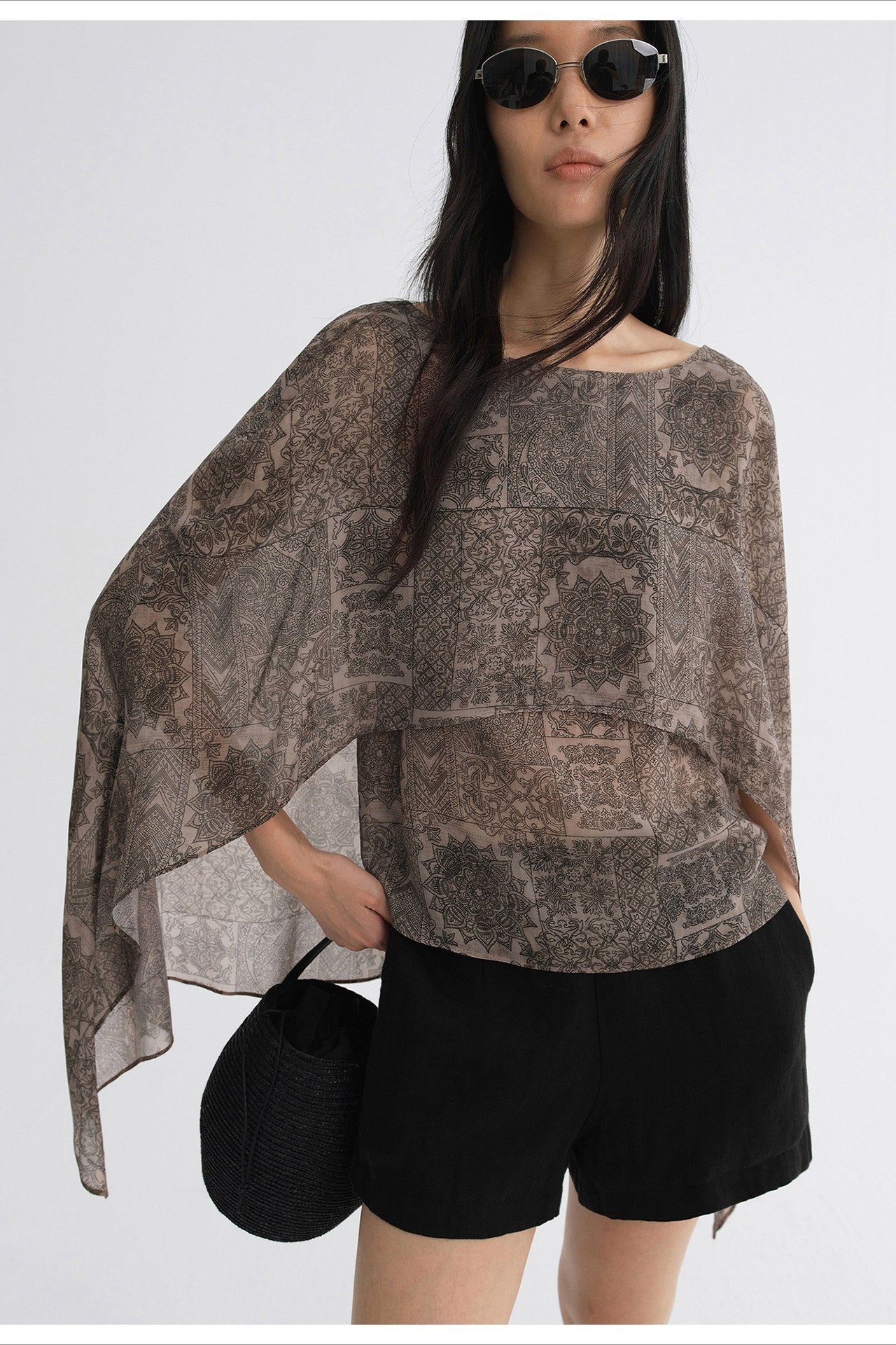 100% cupro cape-style blouse