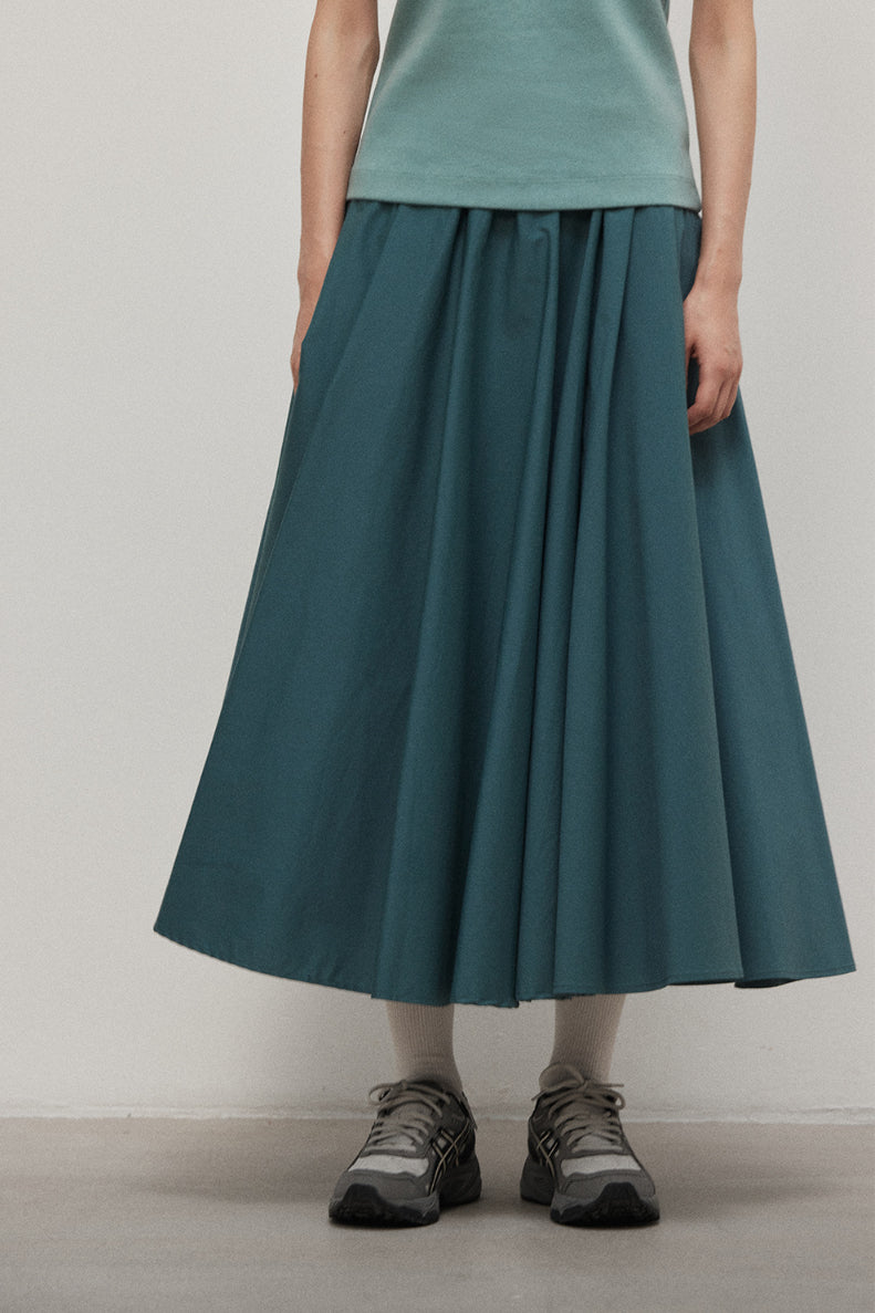 Cotton blending umbrella pocket skirt | 4 color