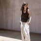 Lyocell blend cotton relaxed-fit tapered ankle pants