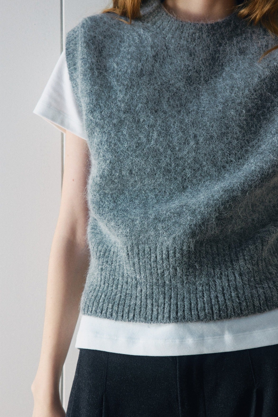 Alpaca blend minimalist cropped vest | 4 color