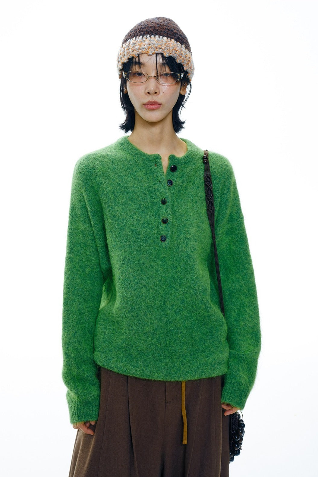 Alpaca blend henley pullover sweater | 5 color