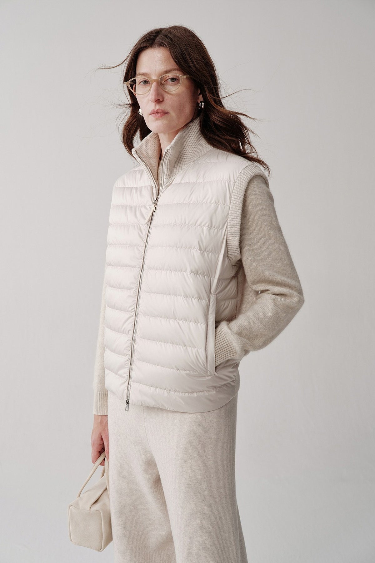 Goose down filling quilted vest | 2 color