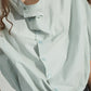 Cotton blend diagonal placket oversized shirt | 3 color