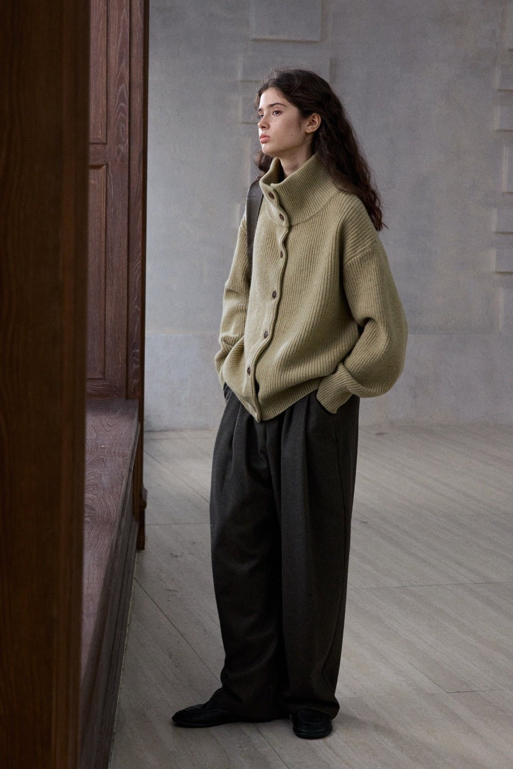 100% wool loose fit chunky knit cardigan | 4 color