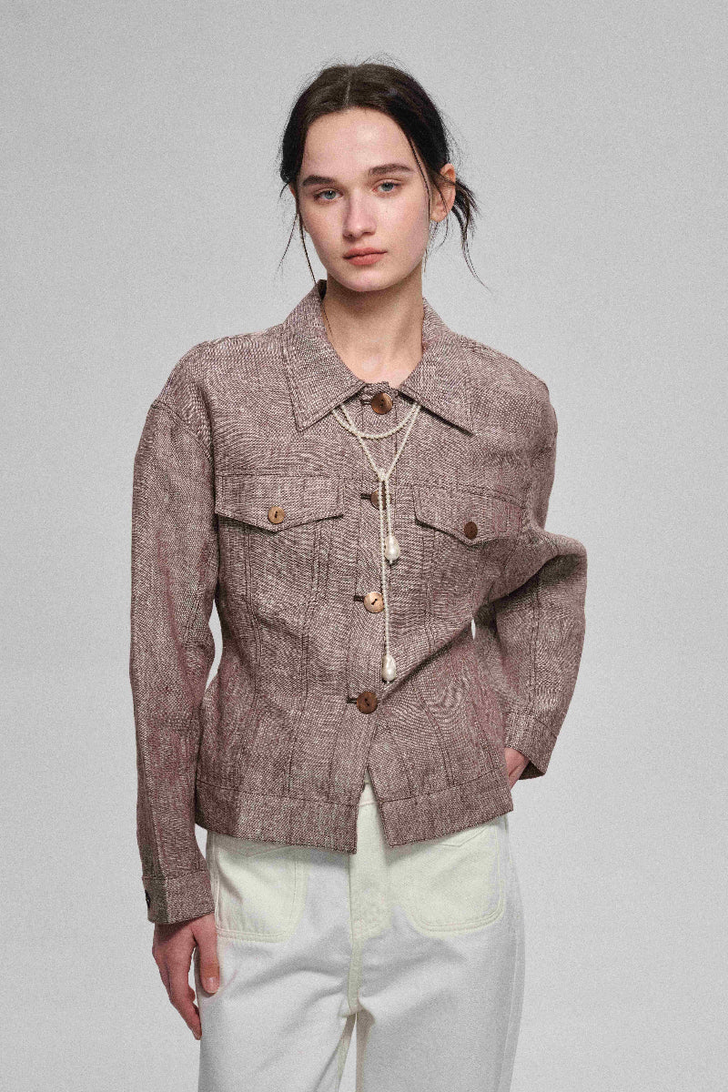 Chaqueta con silueta de reloj de arena texturizada Linum