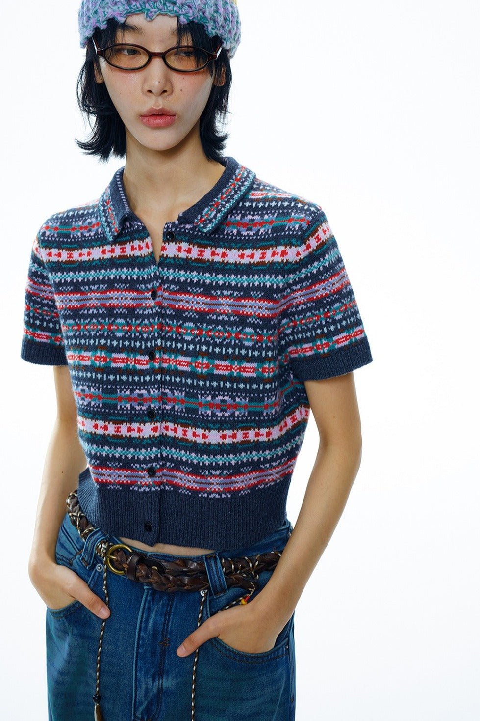 Wool riched vintage charm Fair-isle cardigan | 2 color