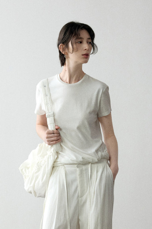 Cotton blend twisted edge T-shirt | 4 color