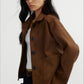 Vintage style fuzzy texture cropped short jacket