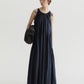 Lyocell blend voluminous airy maxi sleeveless dress | 4 color
