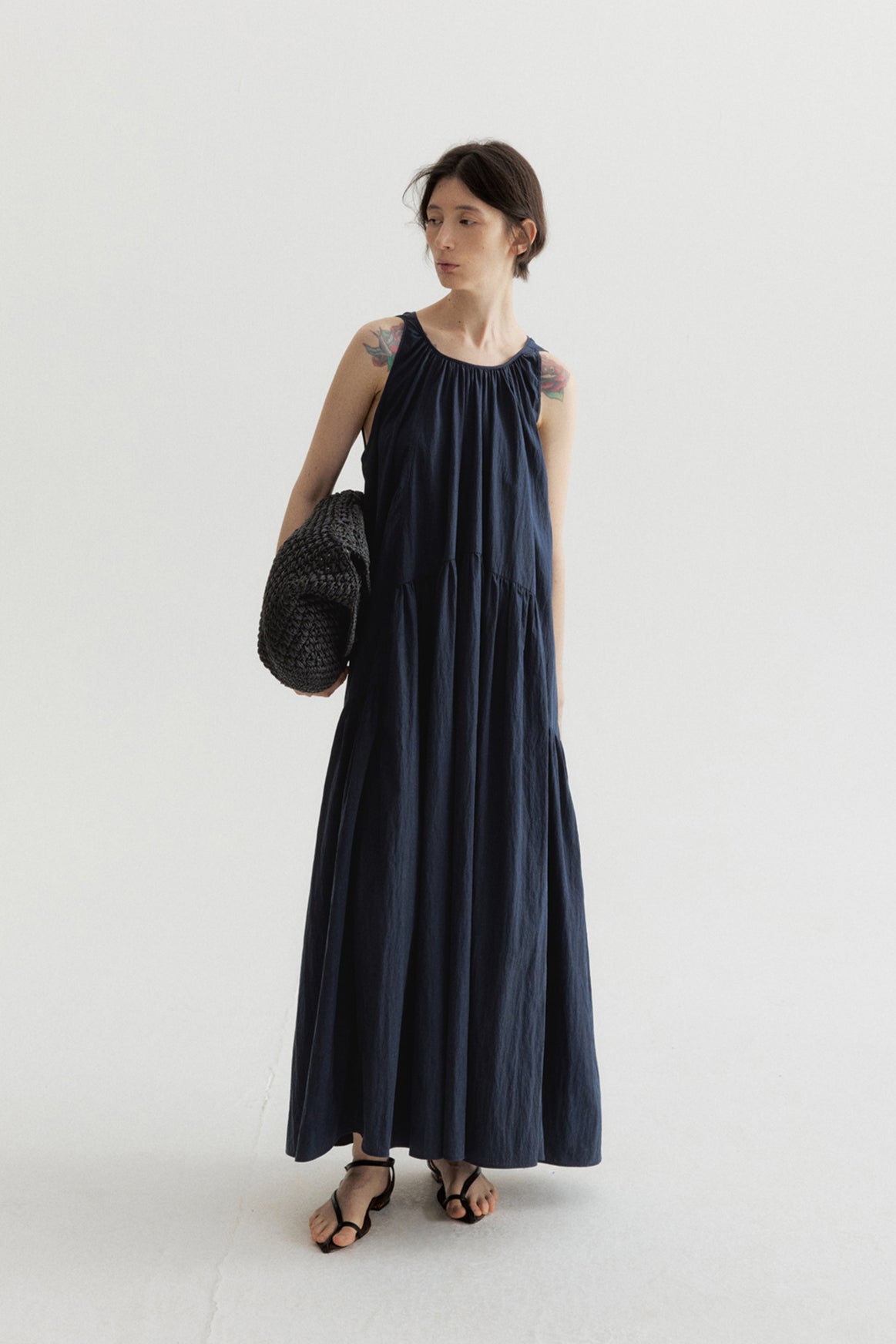 Lyocell blend voluminous airy maxi sleeveless dress | 4 color