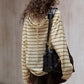 Wool blend lightweight loose-fit striped knitwear | 4 color