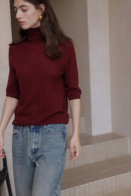 Wool blend stacked neck soft knitwear | 7 color