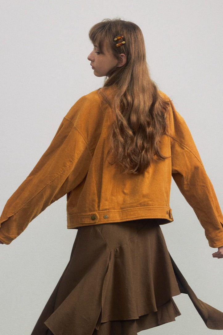 Cotton stand collar cropped jacket | 3 color