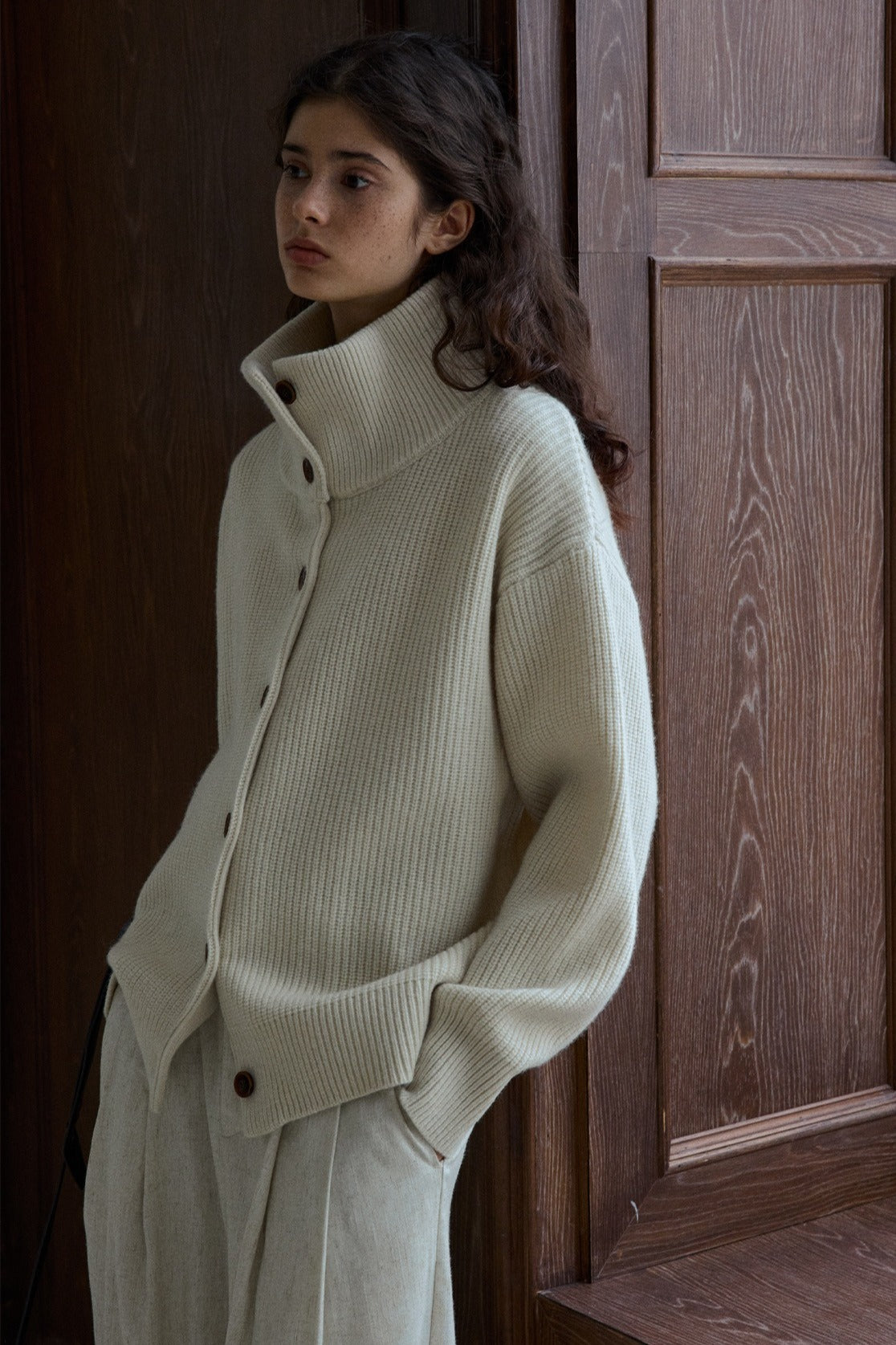 100% wool loose fit chunky knit cardigan | 4 color