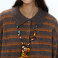 Wool blend loose-fit striped polo sweater | 4 color