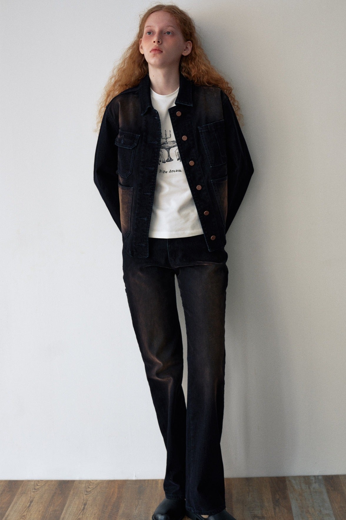 Cotton blend vintage high-waisted jeans | 2 color