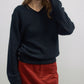 Wool blend contrasting stripes V-neck sweater | 4 color