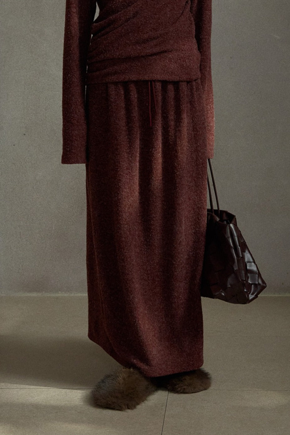 Soft loop-fleece knit skirt | 3 color