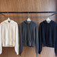 100% wool ribbed hooded pullover sweater | 3 color