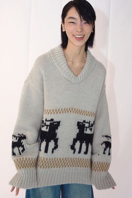 100% sheep wool Christmas jacquard sweater | 2 color