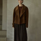 Wool-silk-camel hair cropped jacket with a belt | 3 color