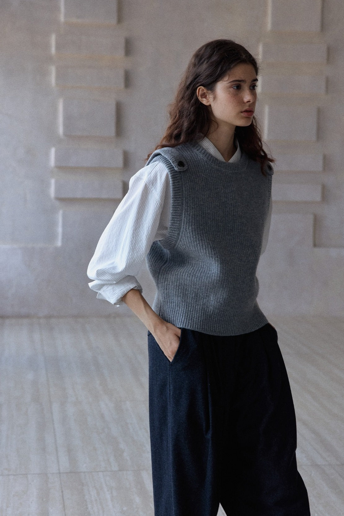 100% wool shoulder straps vest | 3 color
