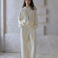 Washed water cotton textured surface fleece inside pants