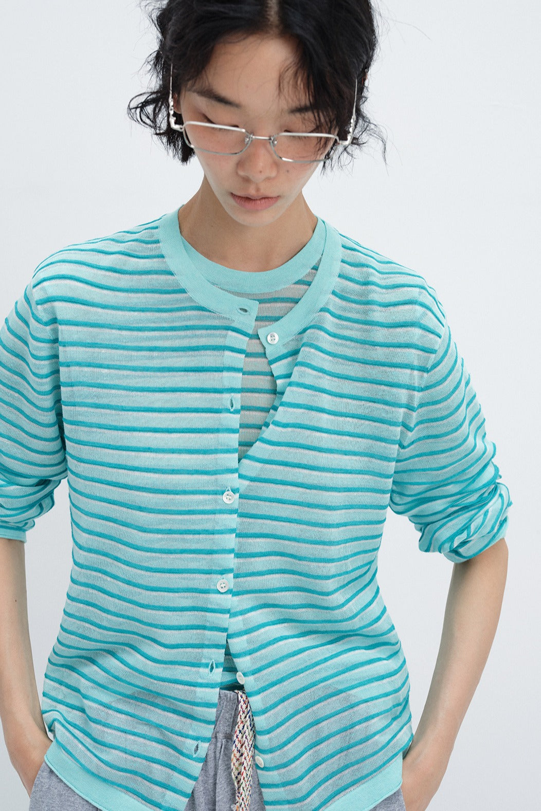 Lightweight sheer striped cardigan | 3 color