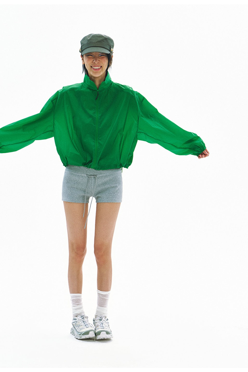 Minimalist stand-collar sheer jacket | 4 color