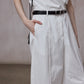 Cotton blend wide-leg slight curved pants | 4 color