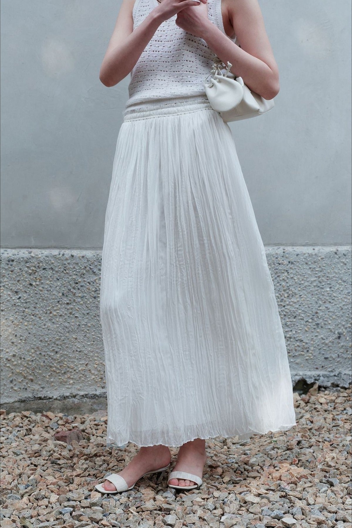 Falda acampanada arrugada, ideal para el resort | 3 colores