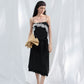 Lightweight lace trim raw-edge elegant dress with a belt | 3 color