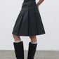 High rise crisp pleats A-line skirt | 2 color