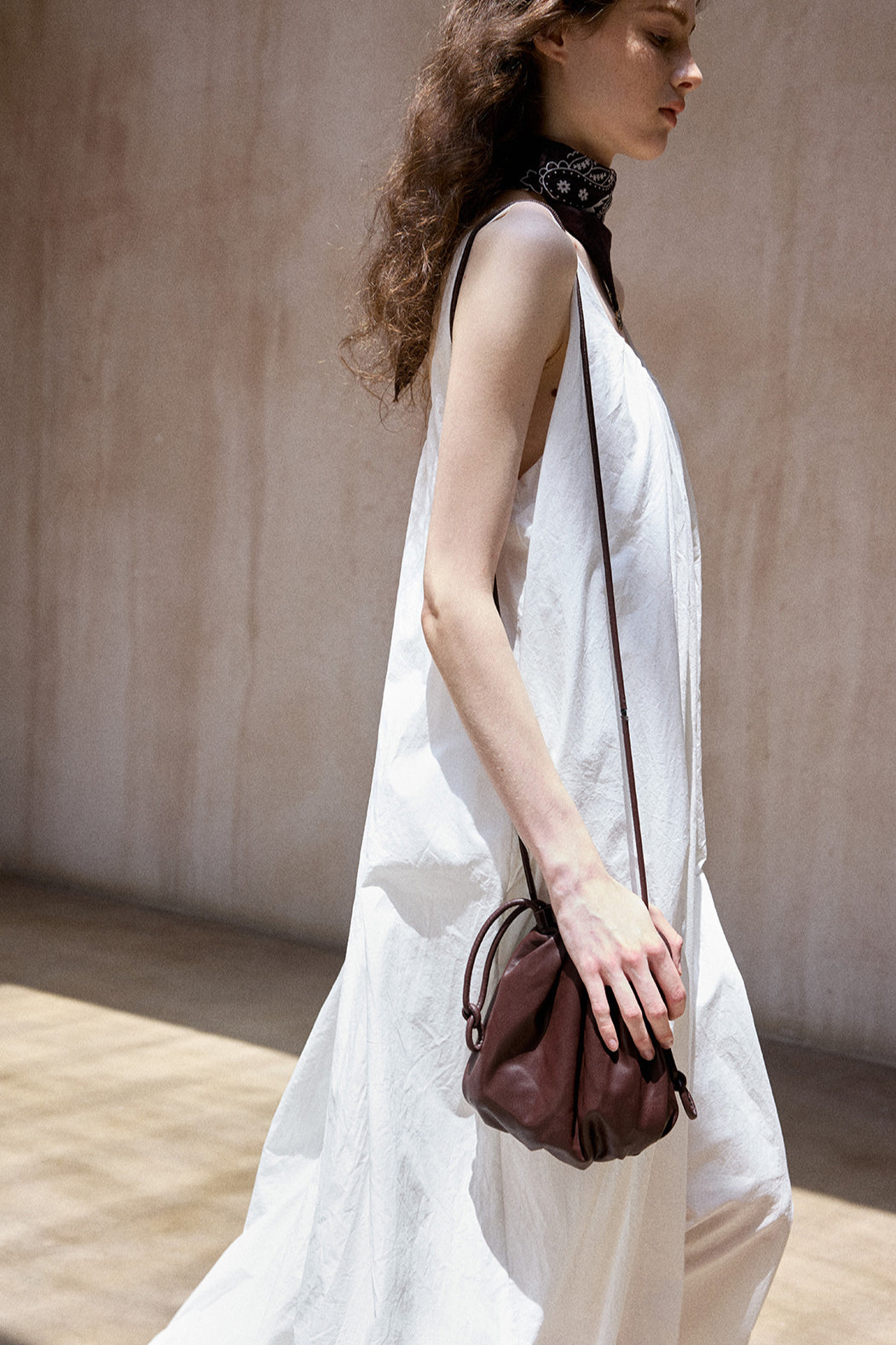 100% cotton pleated U-neck sleeveless dress | 3 color