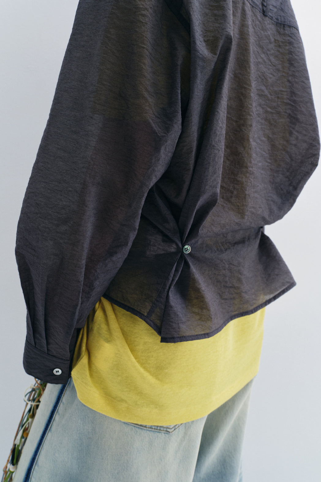 Cotton blend lightweight semi-sheer adjustable shirt | 2 color