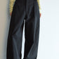 Cotton blend banana silhouette pants with a belt | 2 color