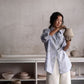 100% cotton silver-color-rose stripes shirt