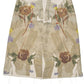 100% linen print raw edge straight skirt | 2 color
