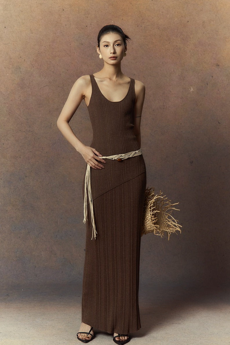 Rib-knit tank in acrylic-Lyocell-linen | 3 color