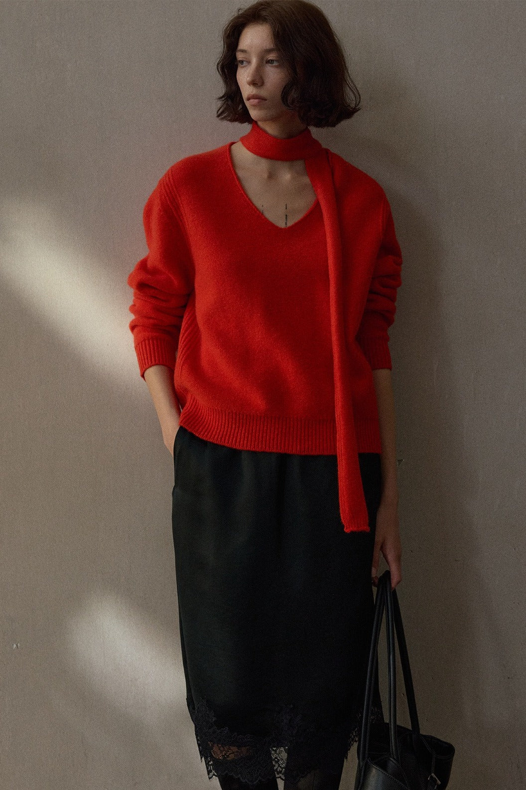 100% wool pullover with a tie | 5 color
