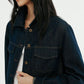 Cotton blend denim cropped jacket