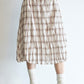 Linen-cotton crinkled elastic waist check skirt | 2 color